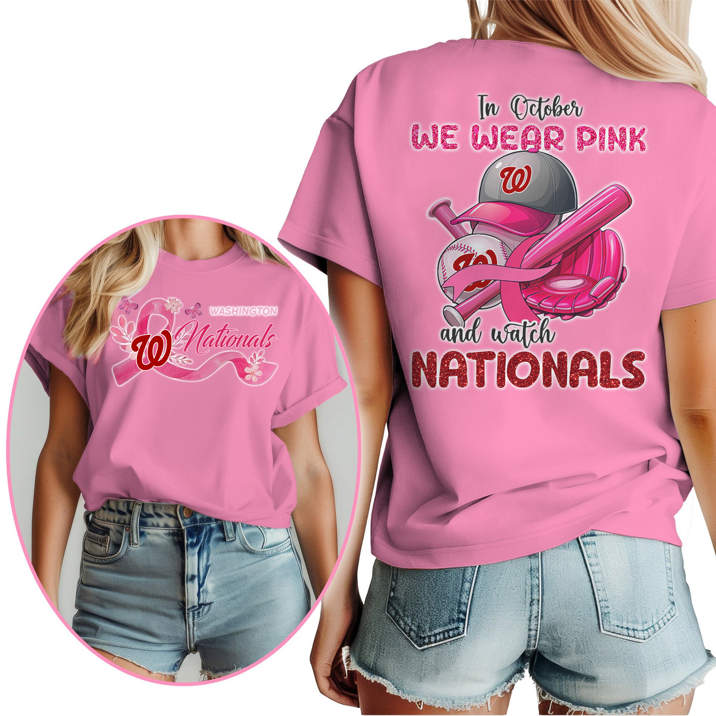 In October We Wear Pink And Watch MLB WN Shirt DDT NTL
