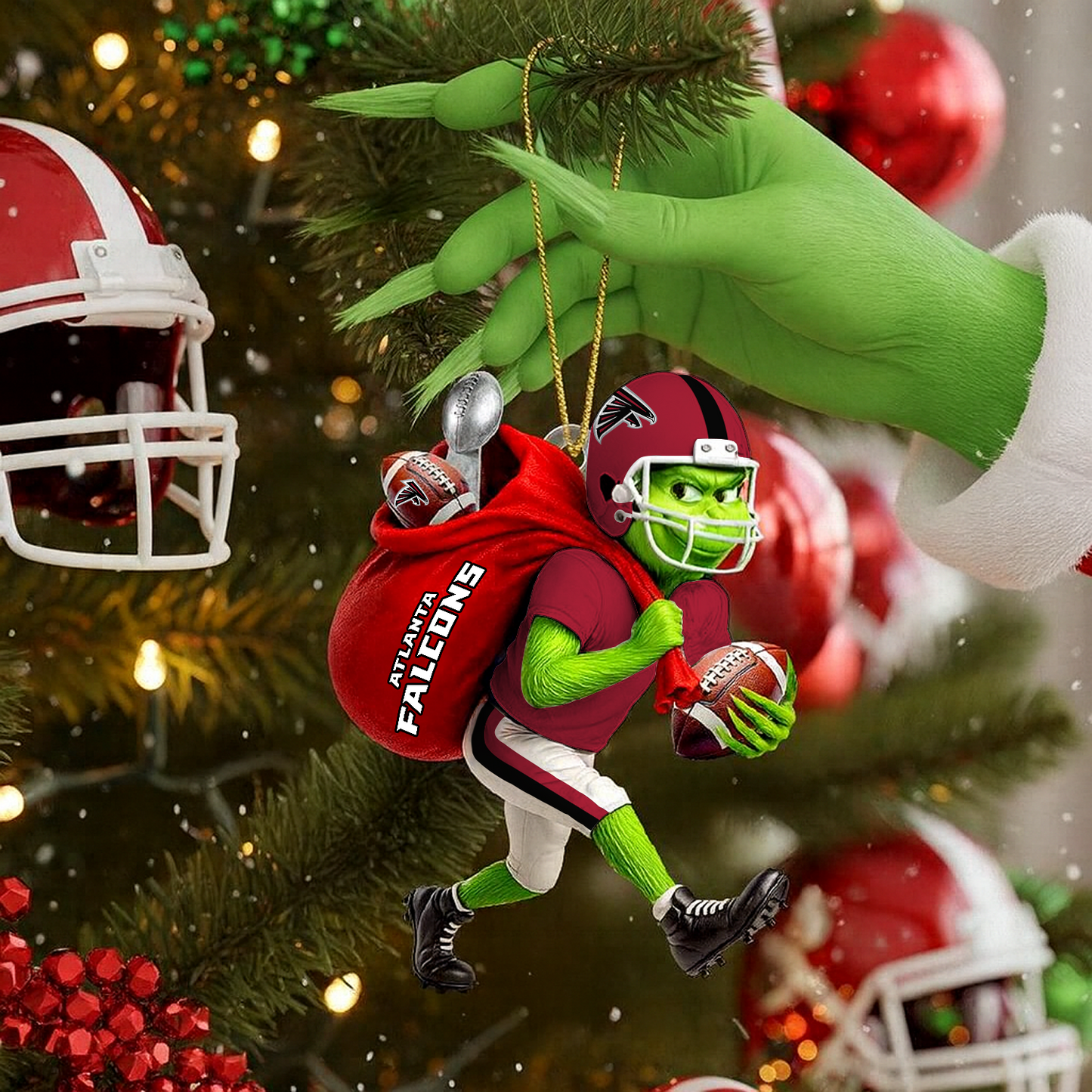 ATL x NFL Personalized Grinch Football Christmas DATND TANTD