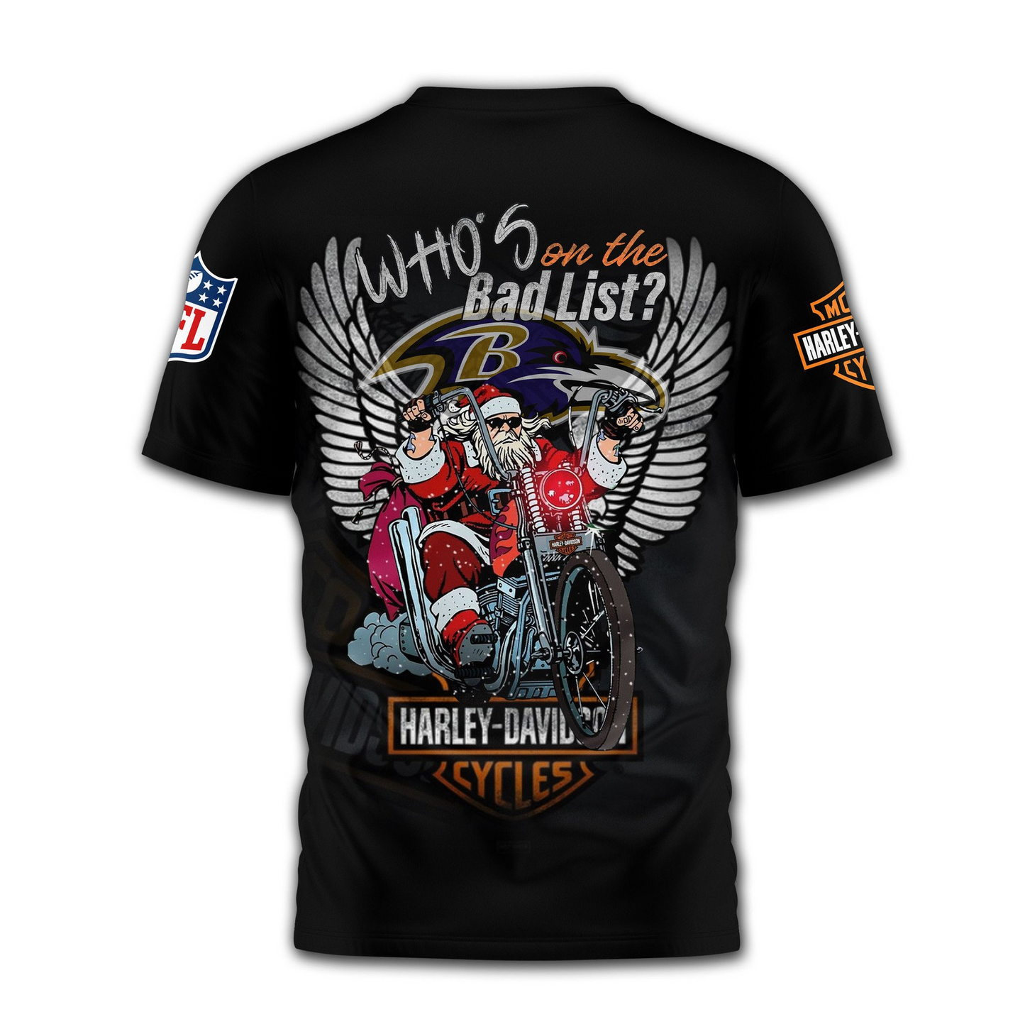 BR Premium NFL Harley-Davidson Santa Claus 3D Shirt DDT NTL