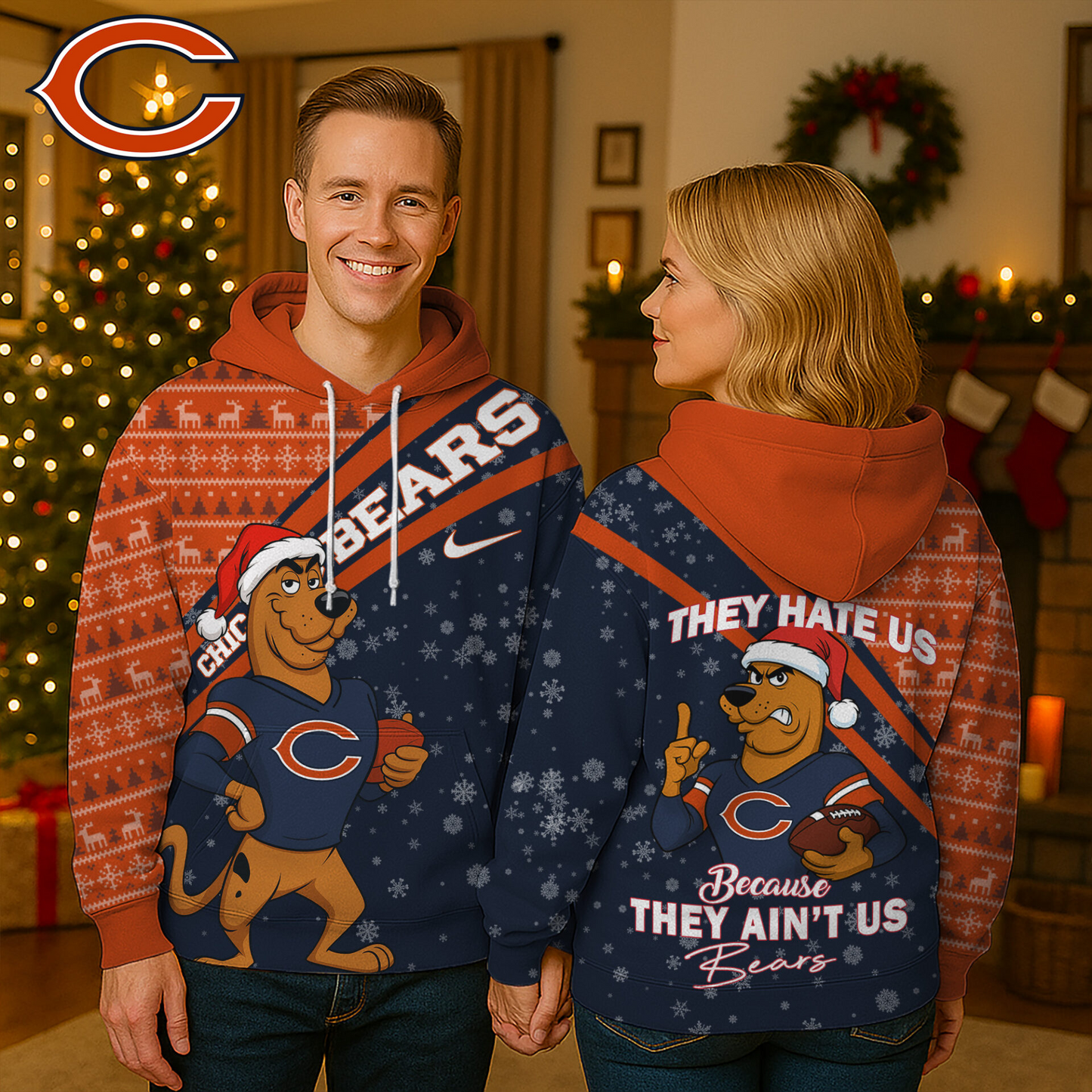 CHI Premium NFL Funny Christmas Scooby Doo 3D Hoodie DDT CTND