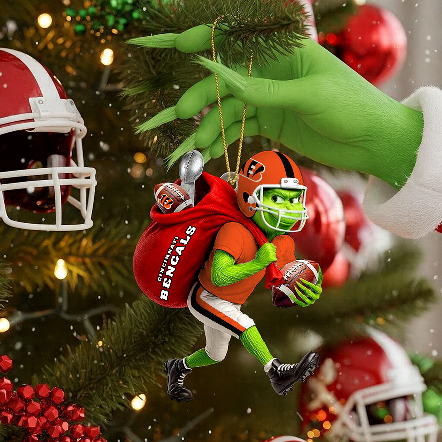 CIN x NFL Personalized Grinch Football Christmas DATND TANTD
