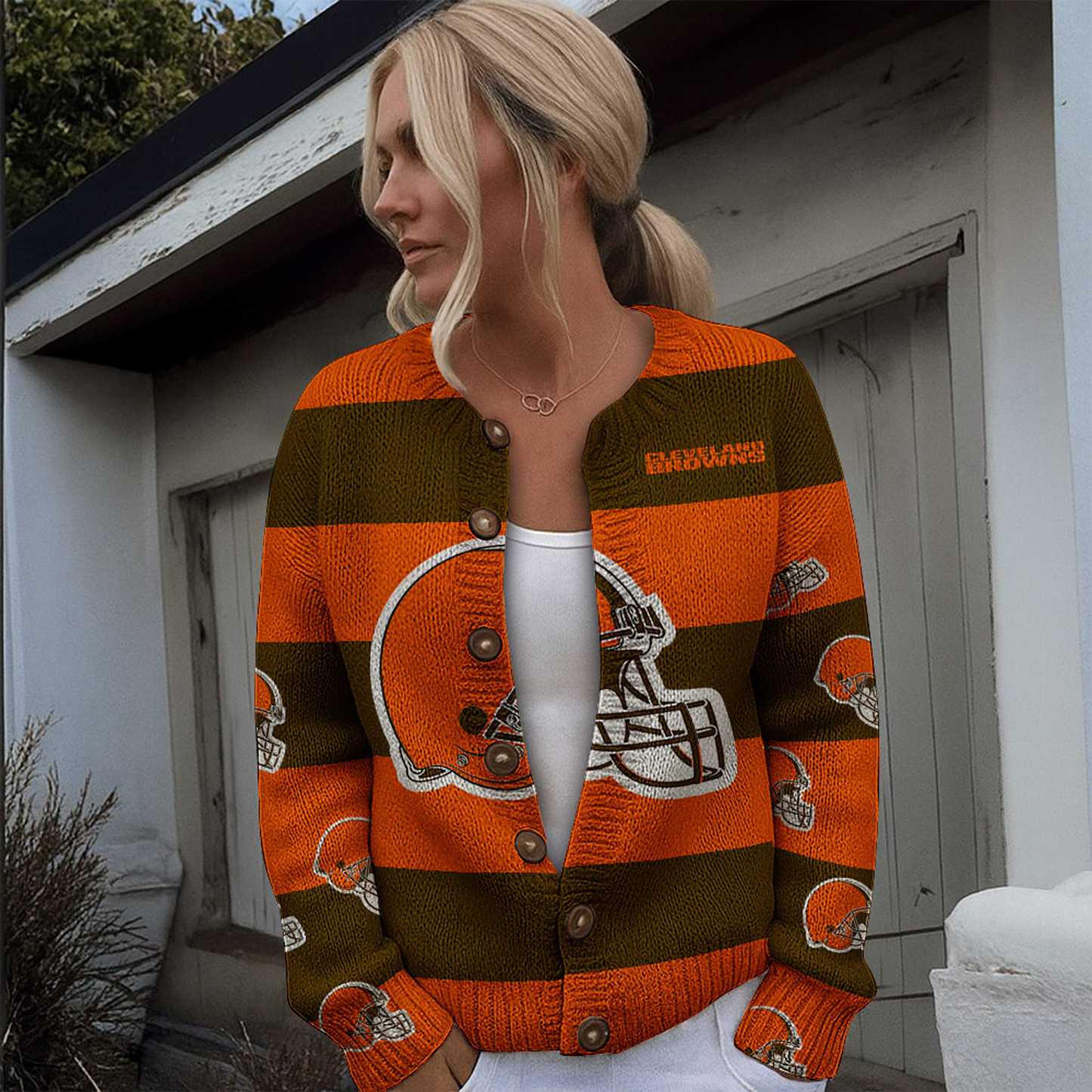 CLE x NFL Women's Cardigan Sweater DATND TANTD