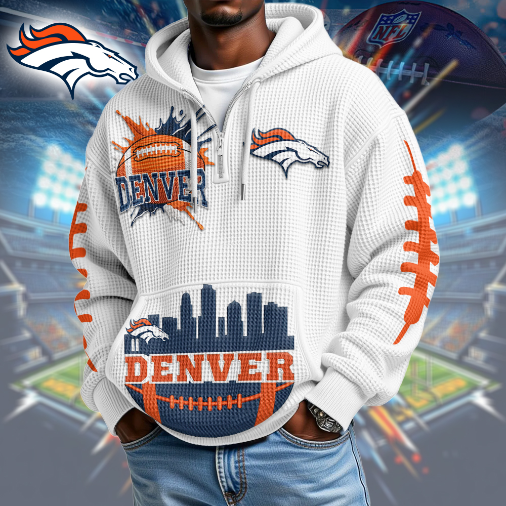 DB Premium NFL Waffle Zipper Long Sleeve Hooded Sweatshirt DDT CTND