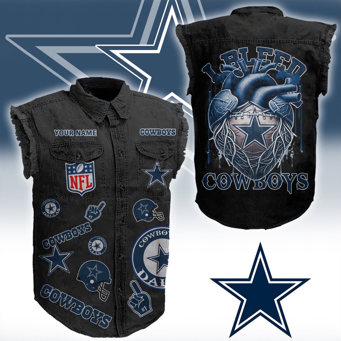 DC NFL Personalize Sleeveless Denim Jacket For Fan DDT CTND