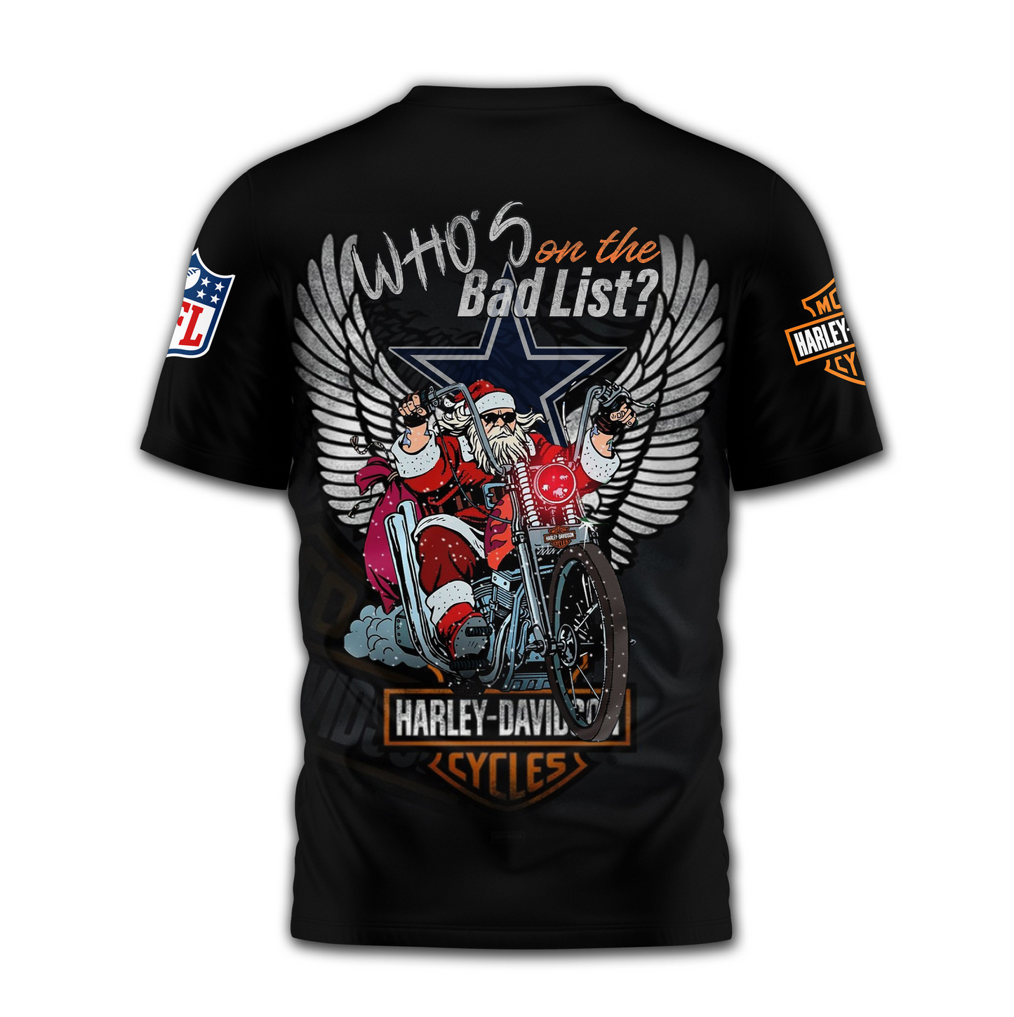 DC Premium NFL Harley-Davidson Santa Claus 3D Shirt DDT NTL