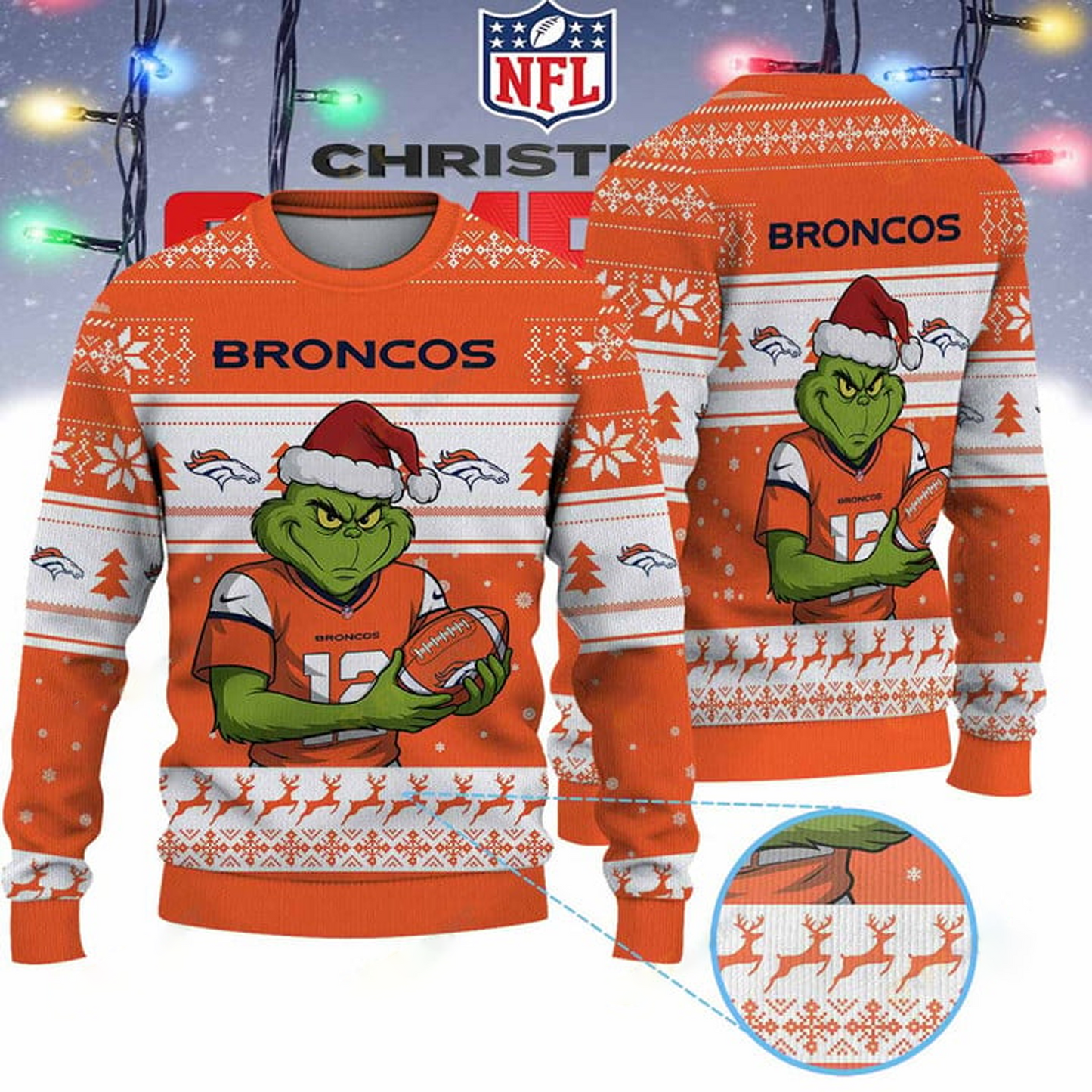 DEN X NFL Grinch Jersey Premium Ugly Sweater Xmas DATND THUONGNH