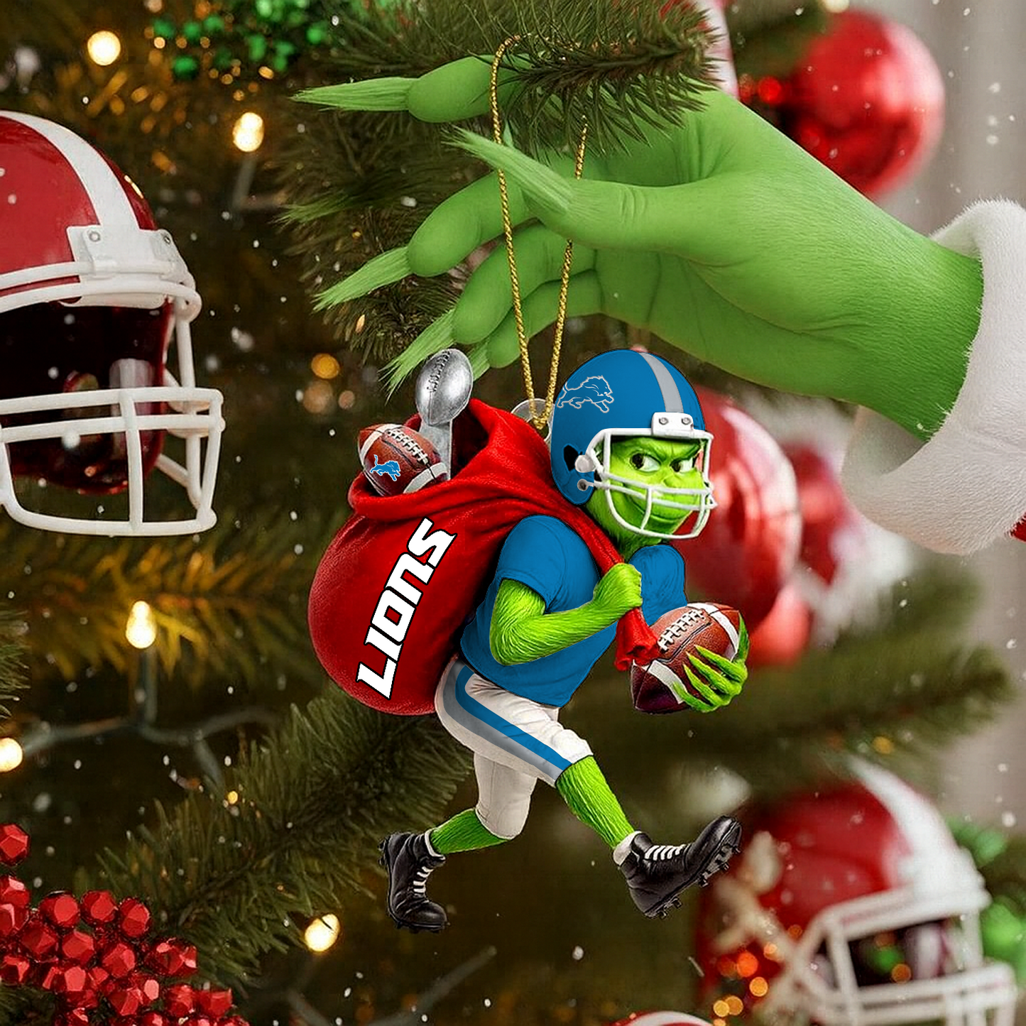 DET x NFL Personalized Grinch Football Christmas DATND TANTD