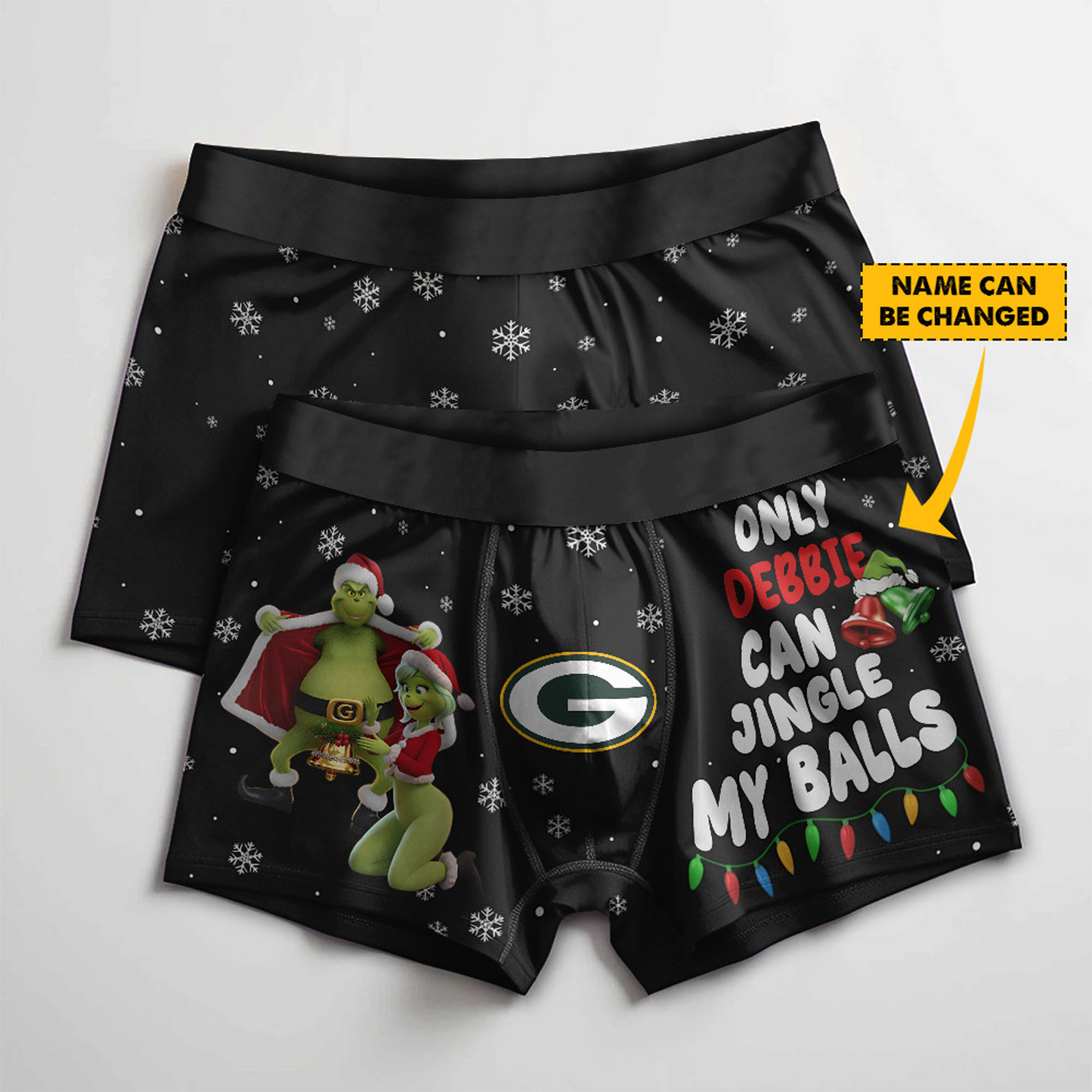 GB x NFL Funny Grinch Men Boxers Personalized Any Name DatND DVT