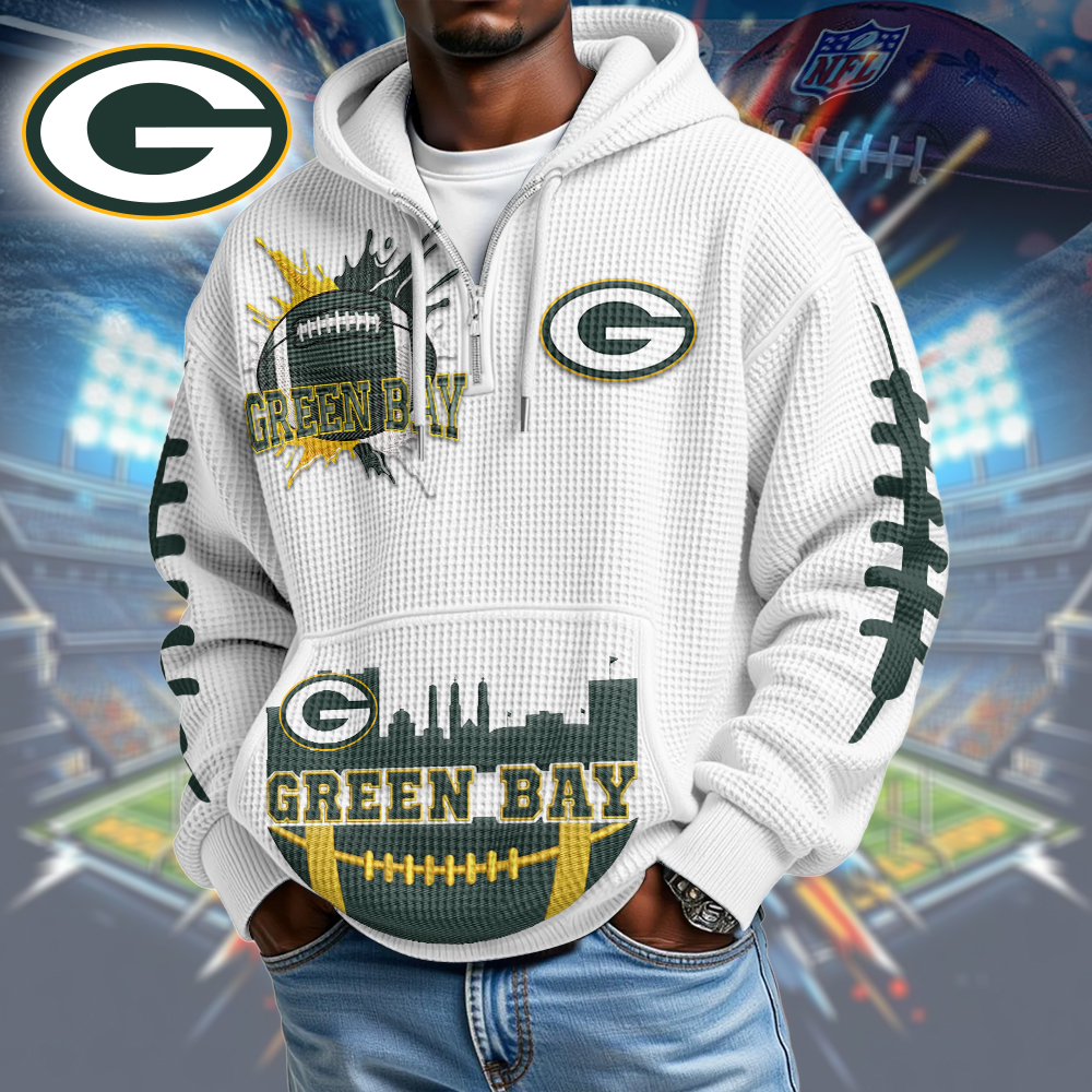 GBP Premium NFL Waffle Zipper Long Sleeve Hooded Sweatshirt DDT CTND