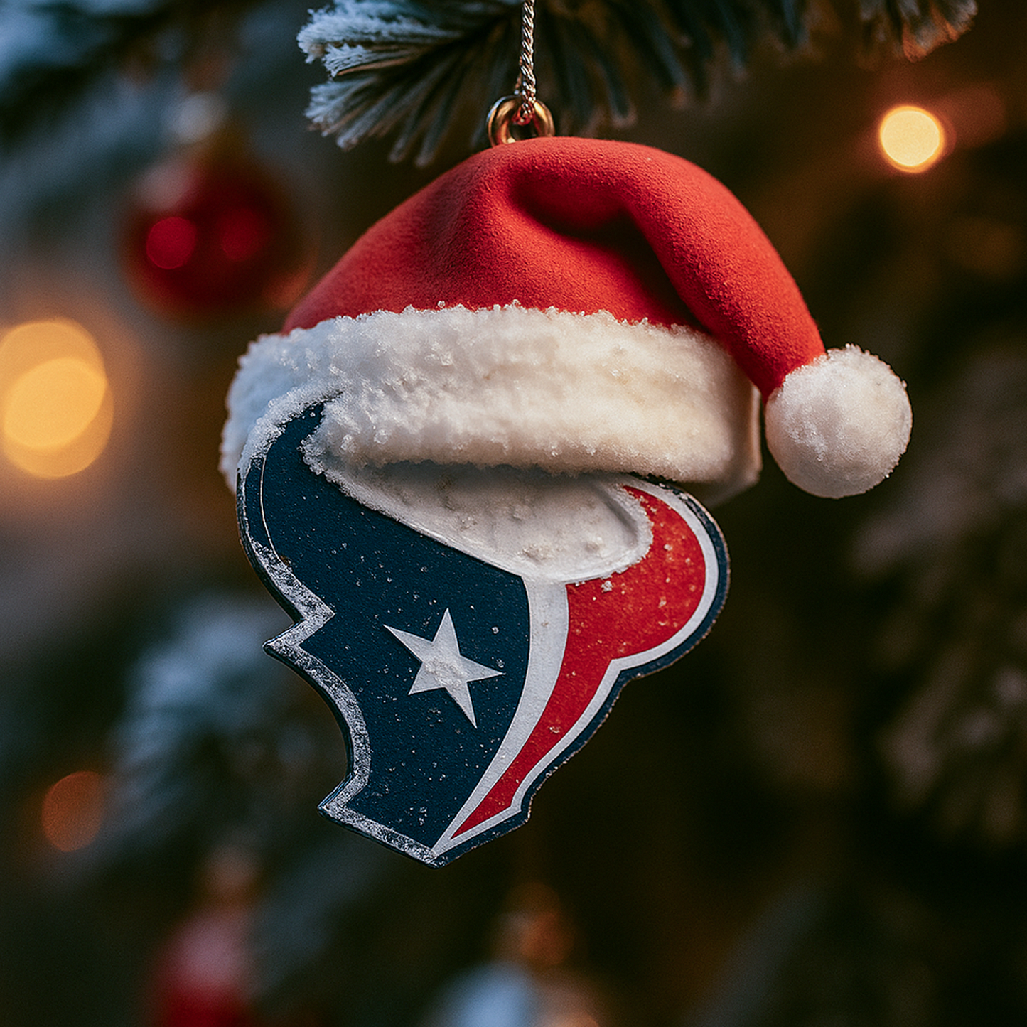 HOU x NFL Santa Hat Christmas Ornament 0811 DatND DVT