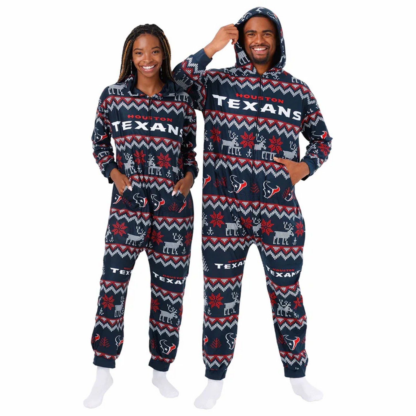 HOU x NFL Ugly Pattern One Piece Pajamas DATND TANTD