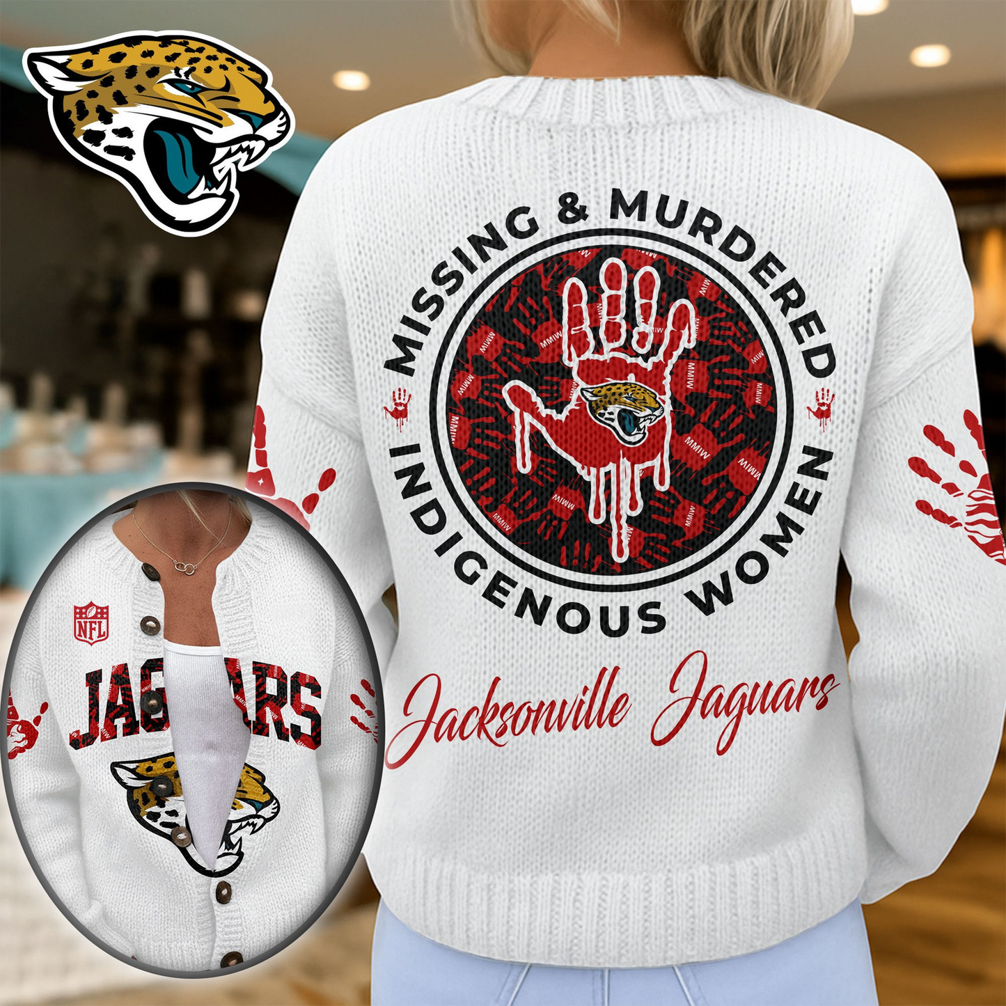 JJ Premium NFL Cozy Knit Cardigan DDT NTL