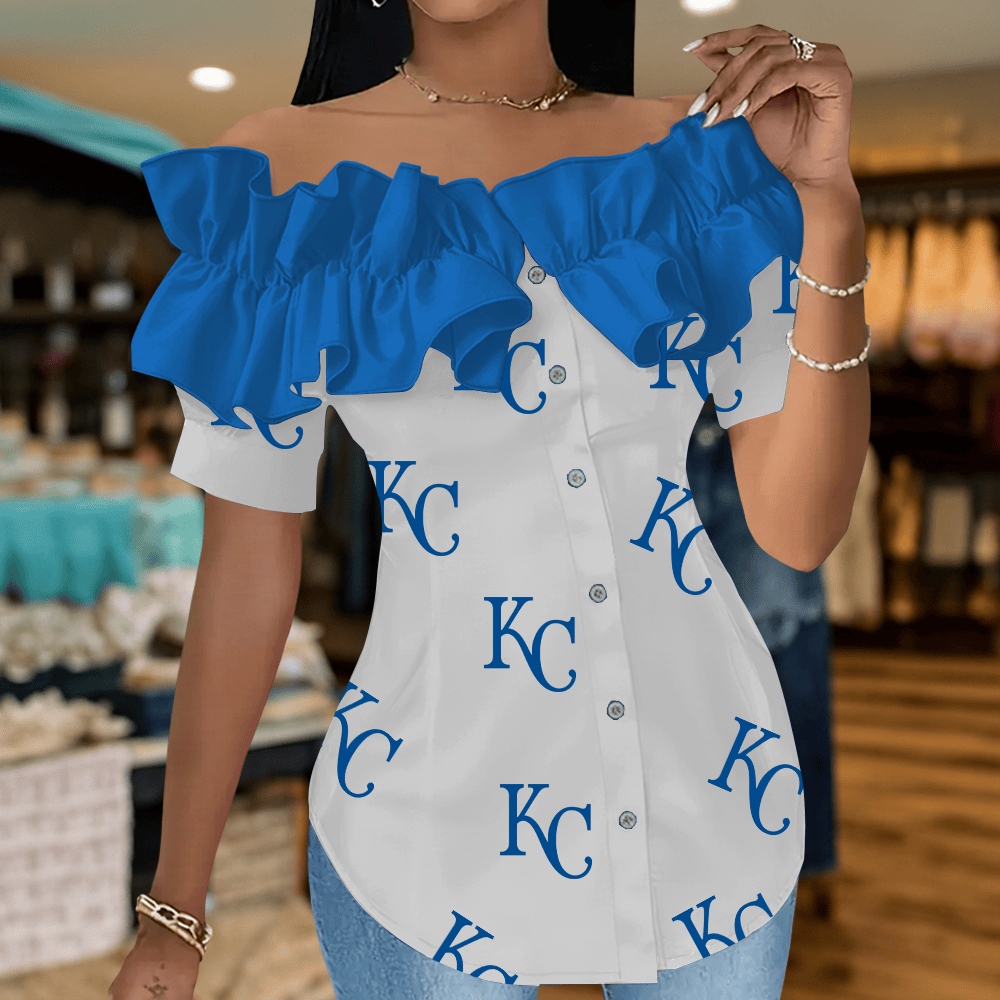KCR Premium MLB Women Ruffle Off-Shoulder Blouse DDT CTND