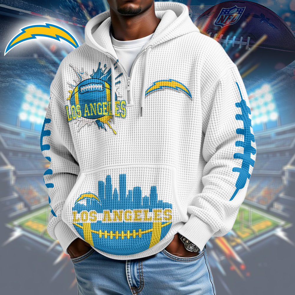 LAC Premium NFL Waffle Zipper Long Sleeve Hooded Sweatshirt DDT CTND