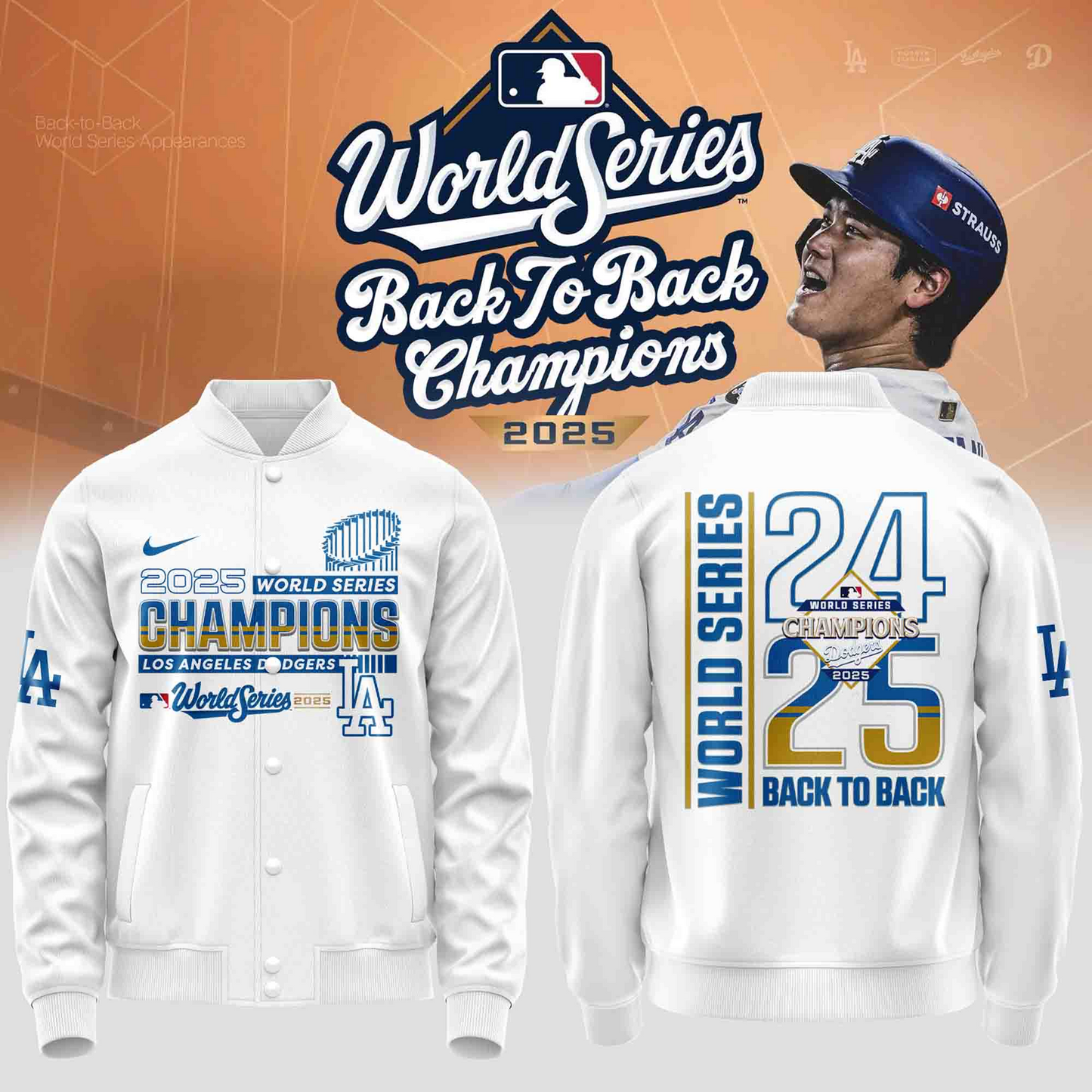 LAD x MLB 2025 Back to Back World Series Champions Baseball Jacket V1 DATND TANTD
