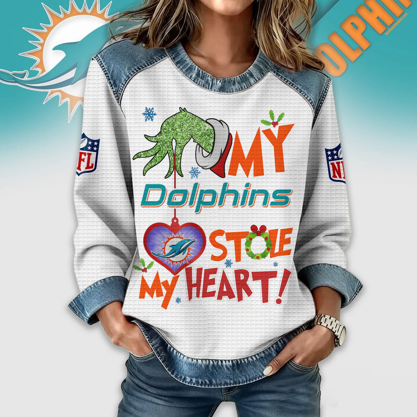 MD Premium NFL Grinch Womenƒ??s Casual Sweatshirt DDT 081125 NTL