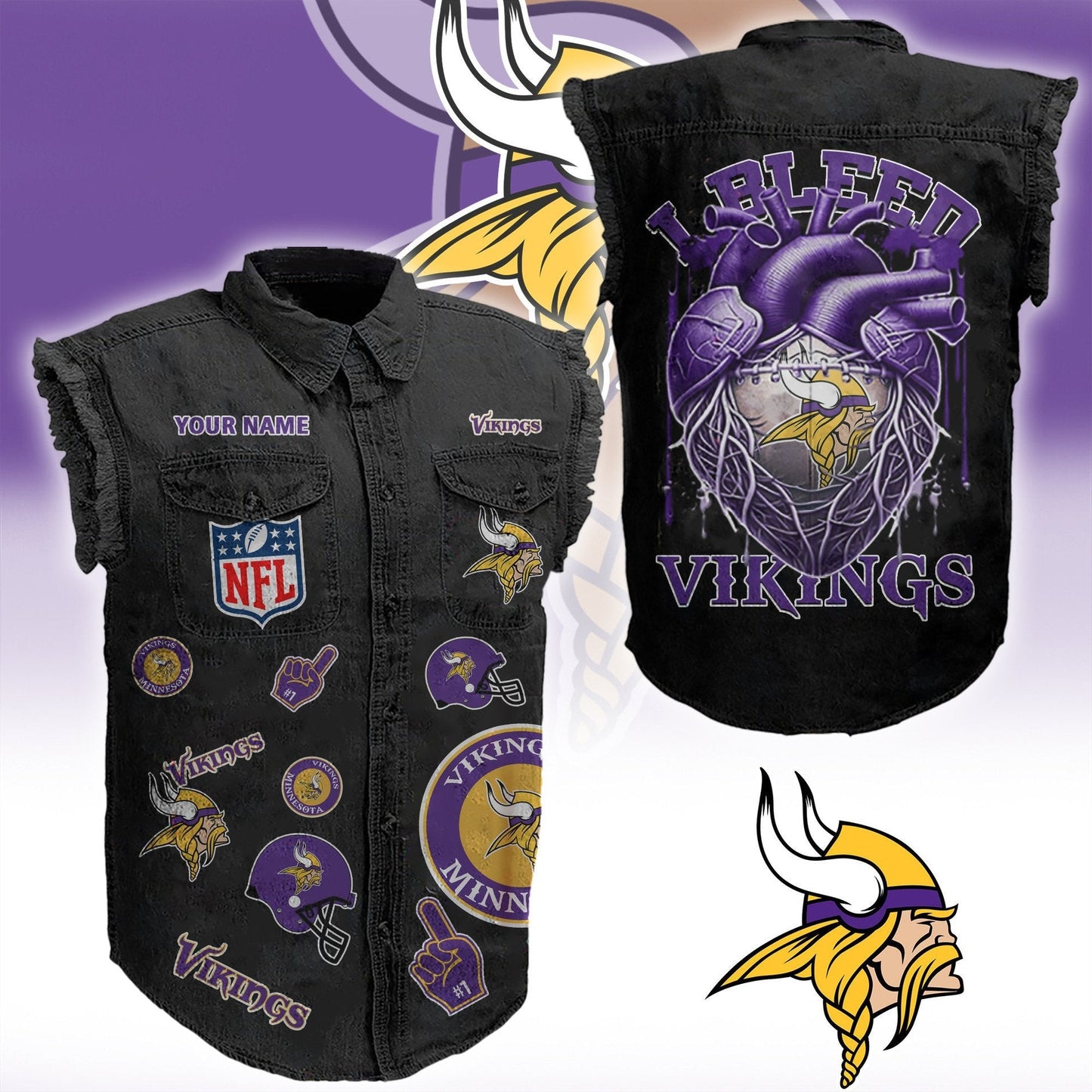 MV NFL Personalize Sleeveless Denim Jacket For Fan DDT CTND