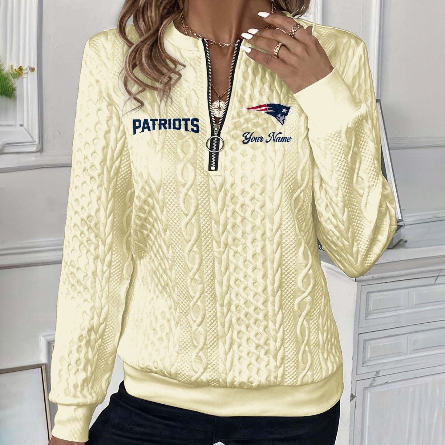 NE x NFL Women's Quilted Zip-UP Sweatshirt DatND DVT