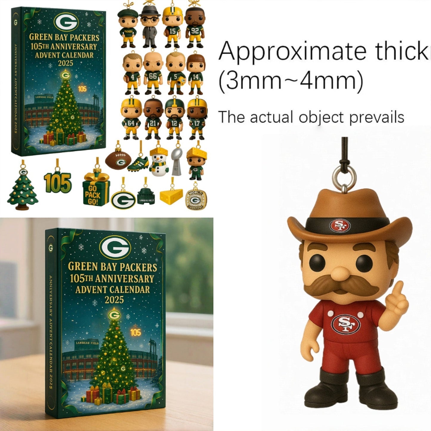 NFL GB Team Advent Calendar Christmas V1 NAK NHM