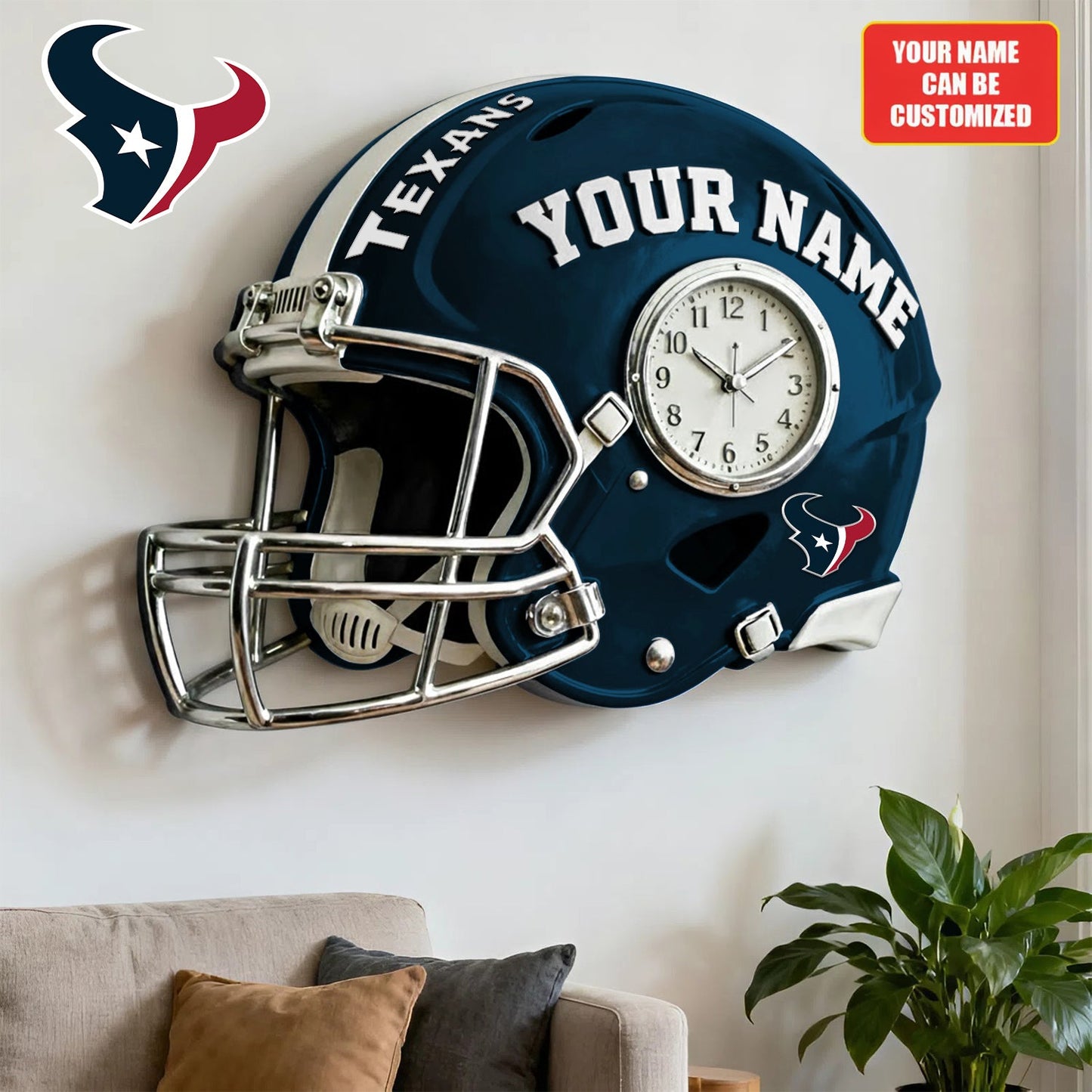 NFL HT Personalized American football helmet sculpture clock 08112025 V1 NAK NHM