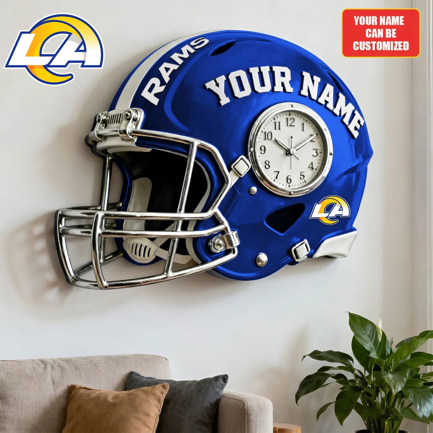NFL LAR Personalized American football helmet sculpture clock 08112025 V1 NAK NHM