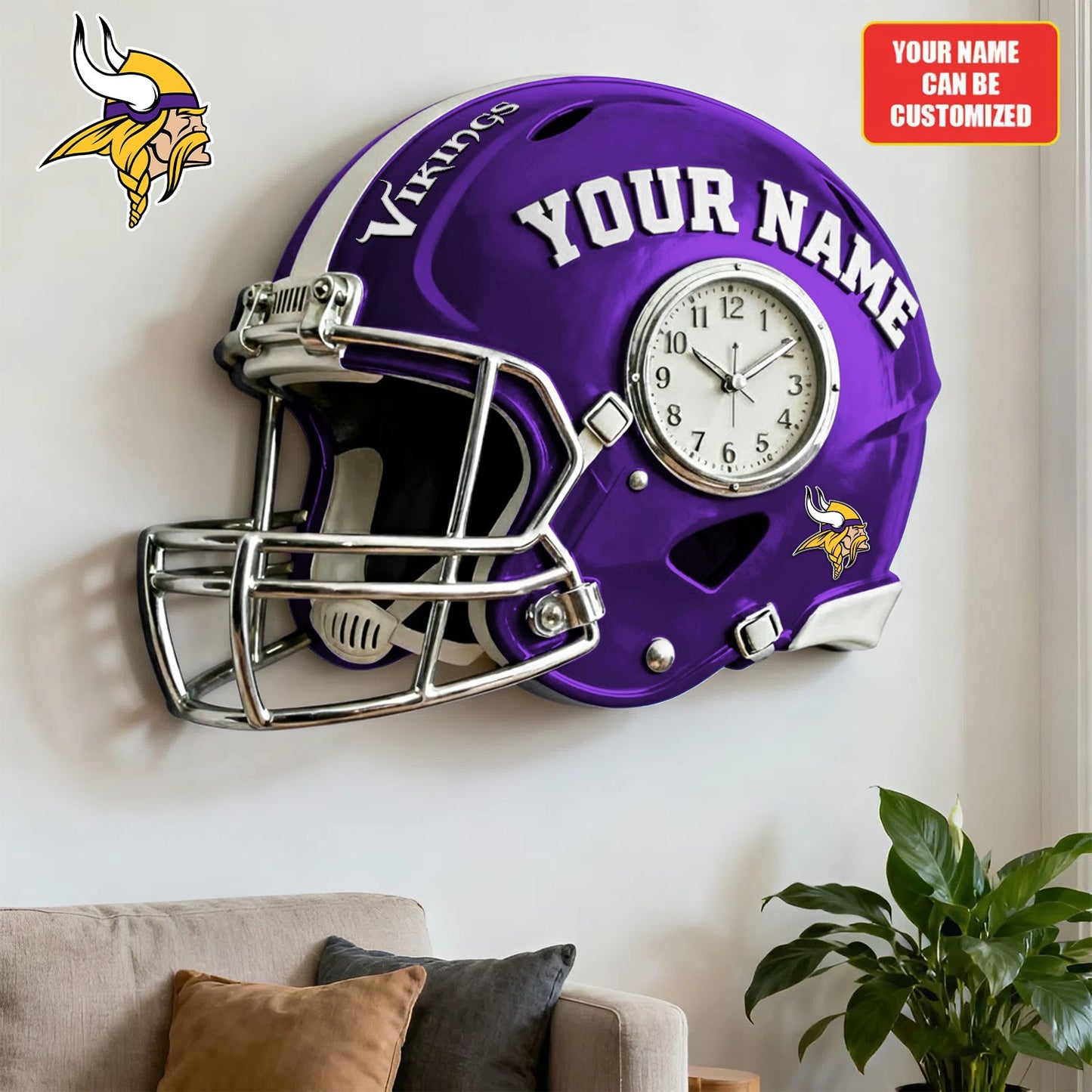 NFL MV Personalized American football helmet sculpture clock 08112025 V1 NAK NHM