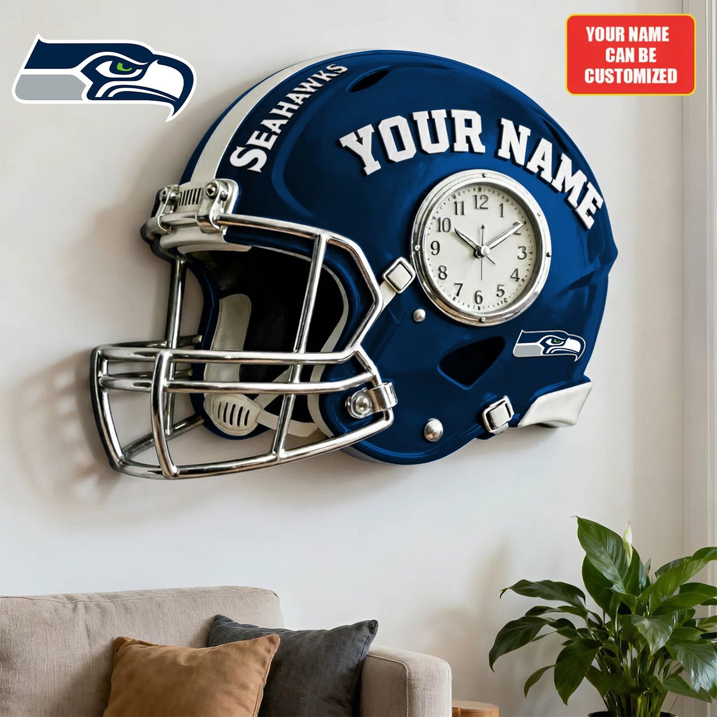 NFL SS Personalized American football helmet sculpture clock 08112025 V1 NAK NHM