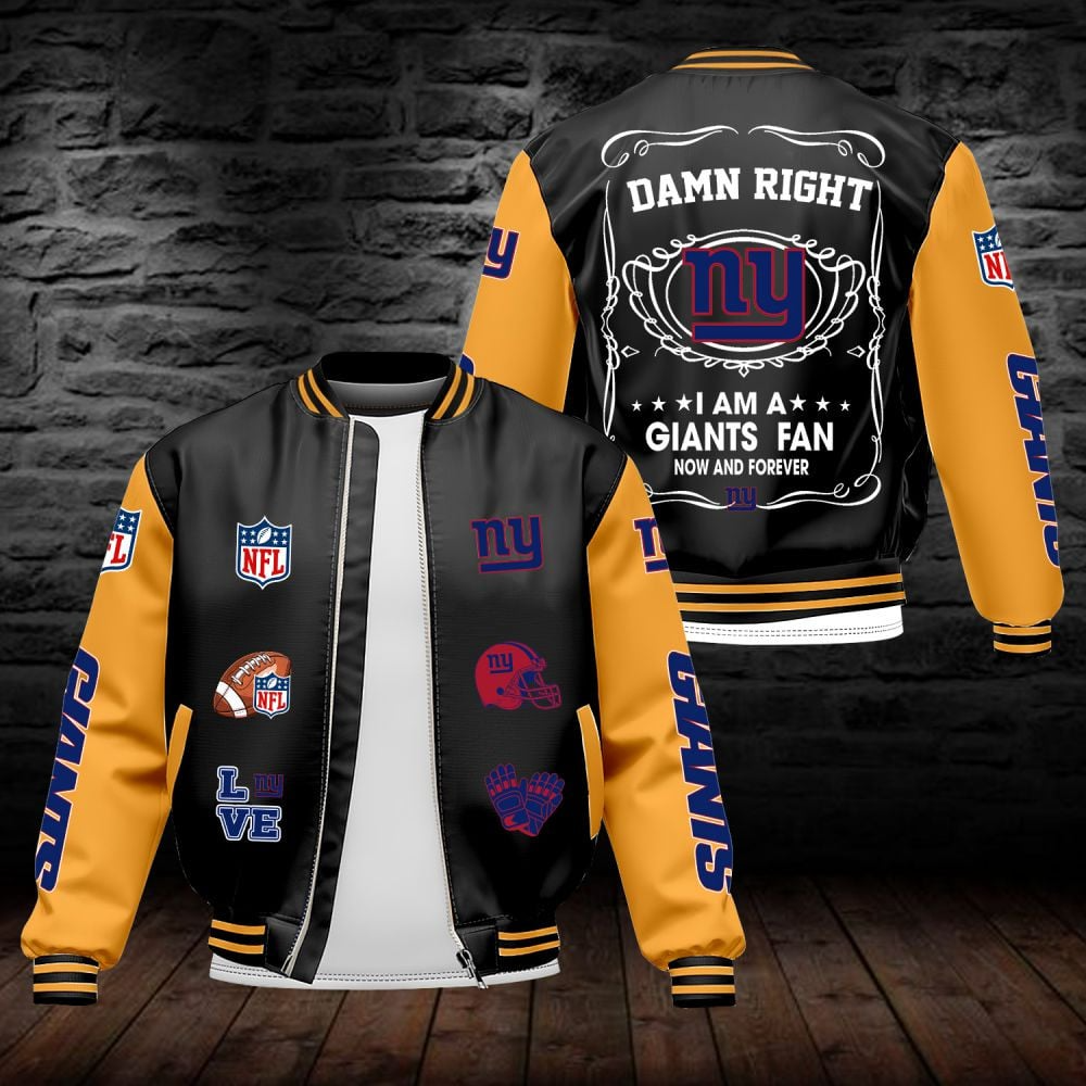 NYG NFL Premium Leather Bomber Jacket DDT HLPHUONG
