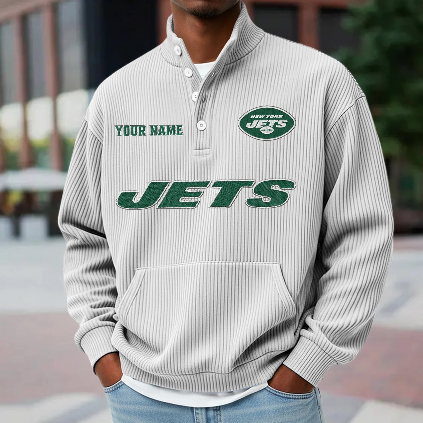 NYJ x NFL Waffle High Neck Long Sleeved Sweatshirt DATND TANTD 221125