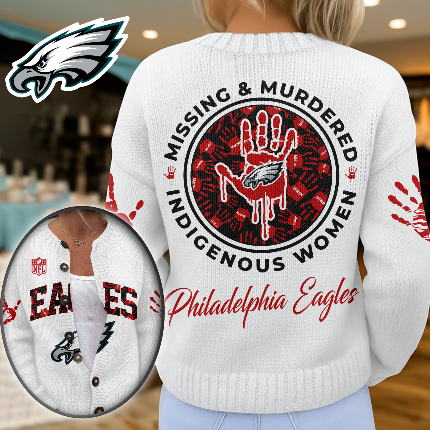 PE Premium NFL Cozy Knit Cardigan DDT NTL