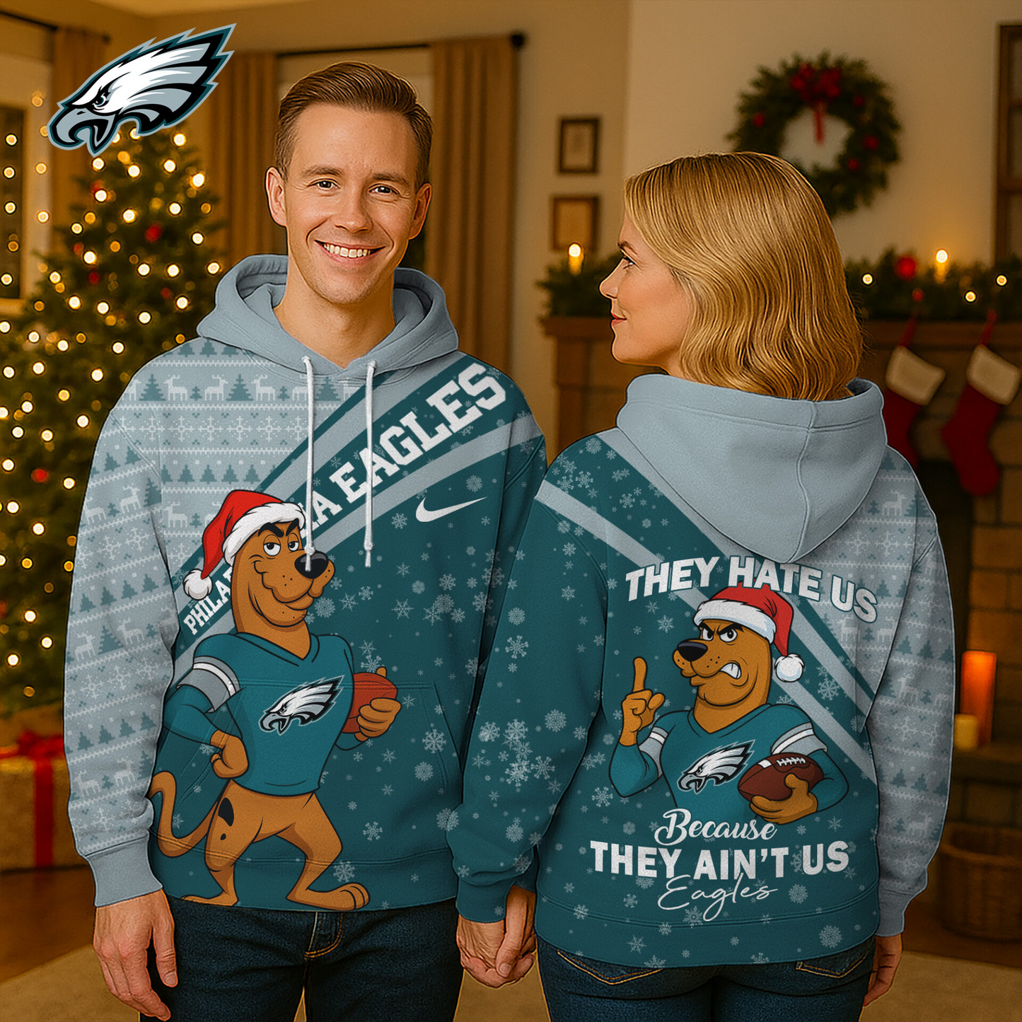 PE Premium NFL Funny Christmas Scooby Doo 3D Hoodie DDT CTND