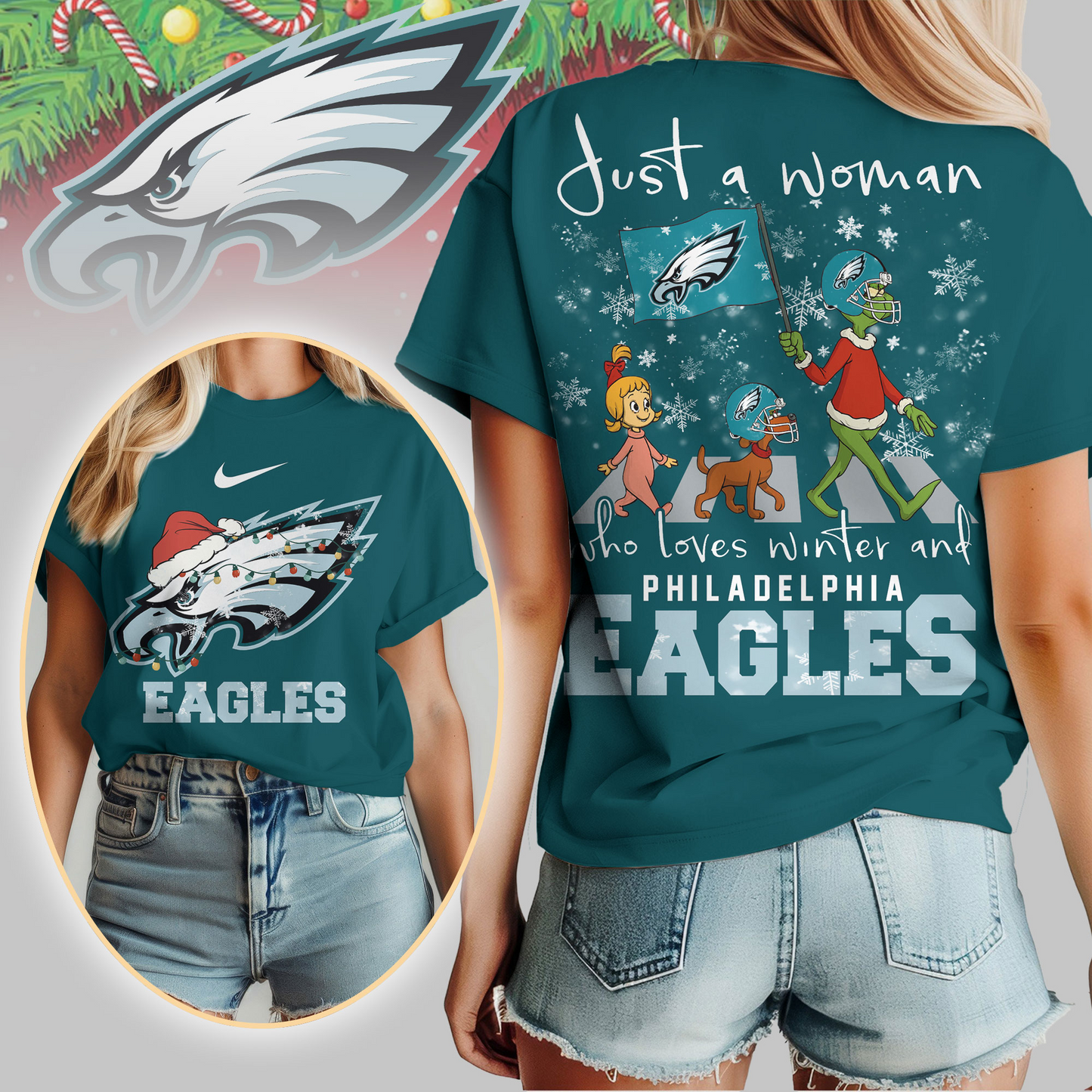 PE Premium NFL Just A Woman Who Loves Winter 3D Shirt DDT CTND