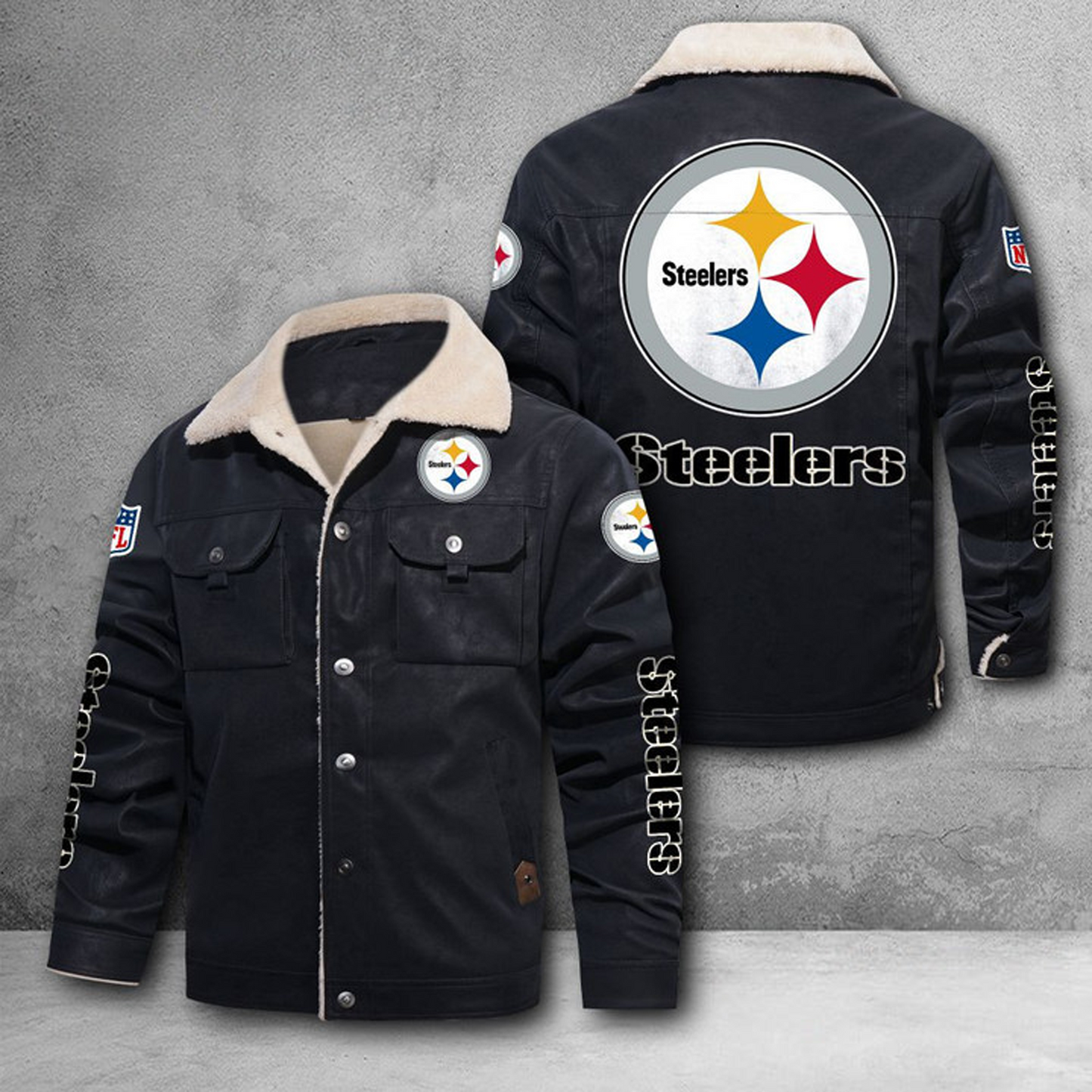PIT X NFL LEATHER JACKET DATND THUONGNH