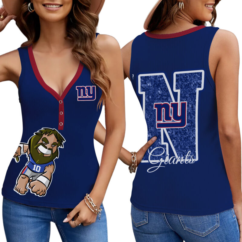 PREMIUM NFL X NYG Women V-Neck Ribbed Tank Top NDT NHM