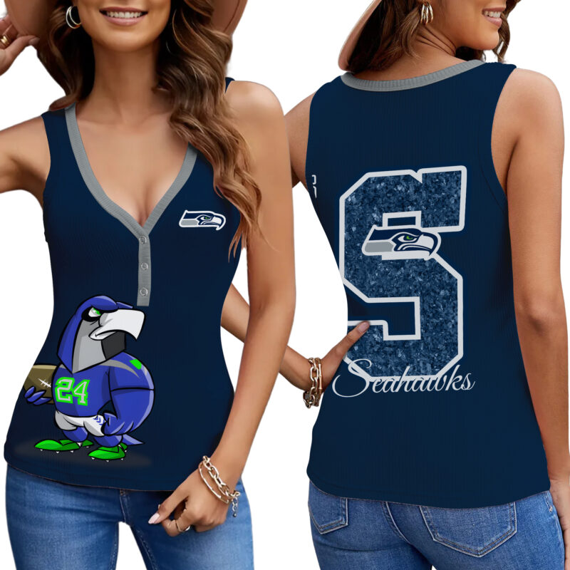 PREMIUM NFL X SEA Women V-Neck Ribbed Tank Top NDT NHM
