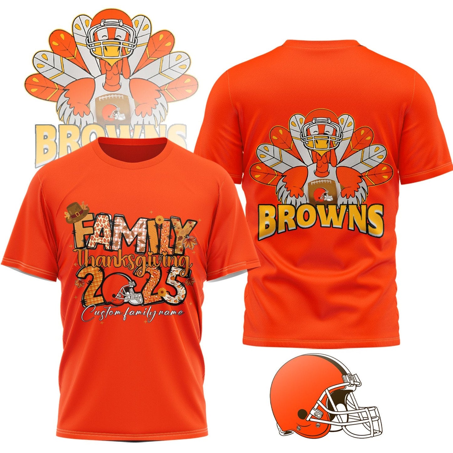 PREMIUM NFL x CLE Thanksgiving 3D Shirt NDT NHM