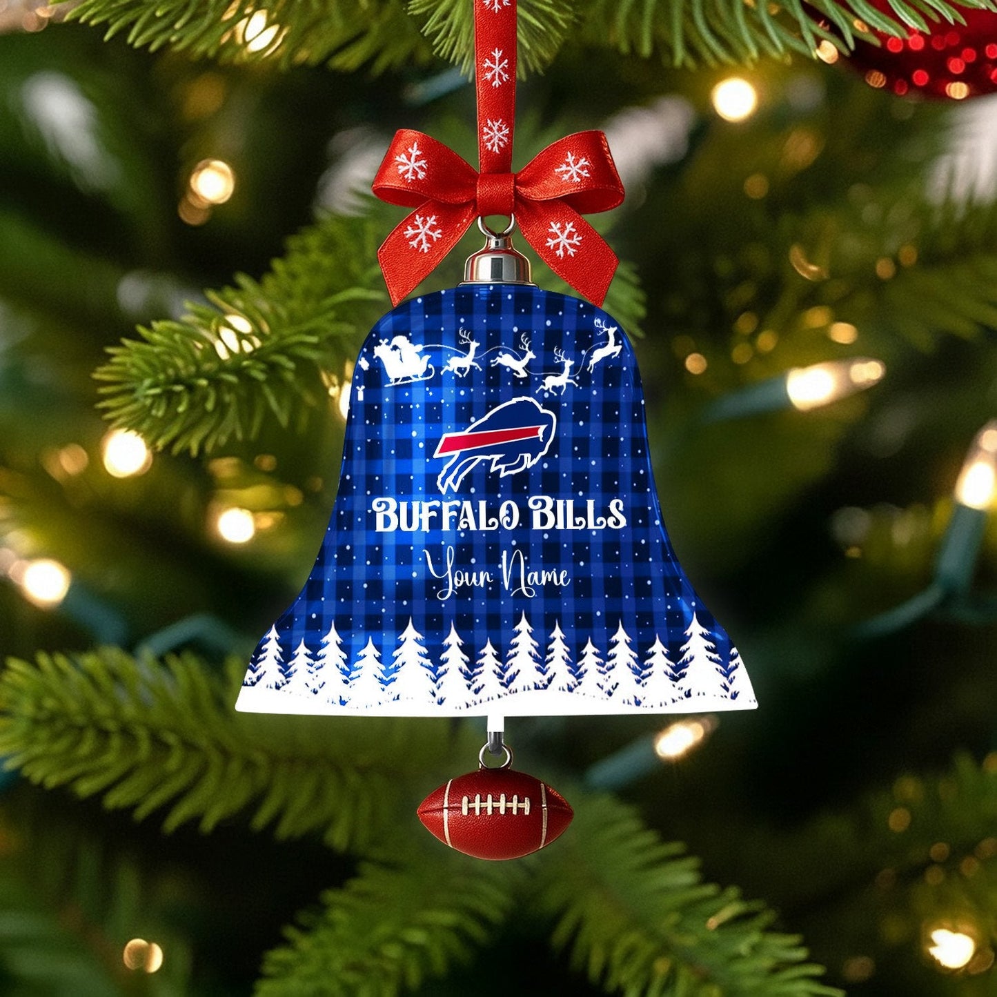 PREMIUM NFL X BUF Christmas Bell Ornament Custom Name NDT NHM 131125