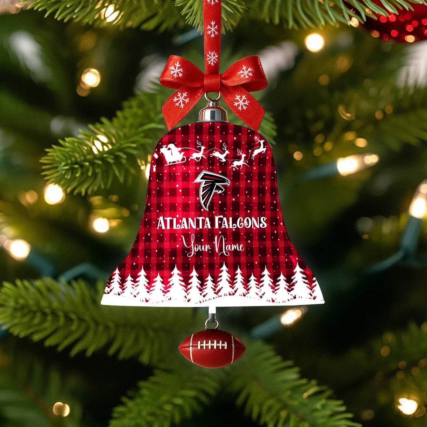 PREMIUM NFL X FAL Christmas Bell Ornament Custom Name NDT NHM 131125
