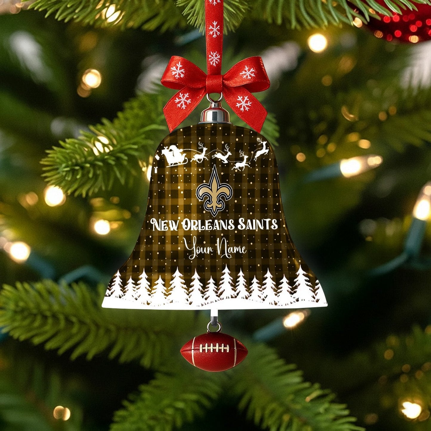 PREMIUM NFL X NO Christmas Bell Ornament Custom Name NDT NHM 131125