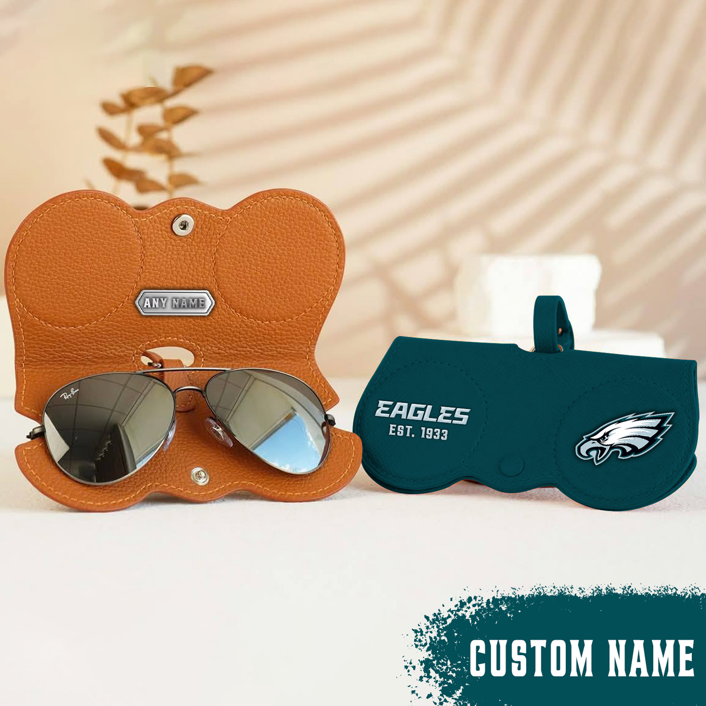 Premium Leather X NFL PHI Folding Eyewear Case NDT TDT