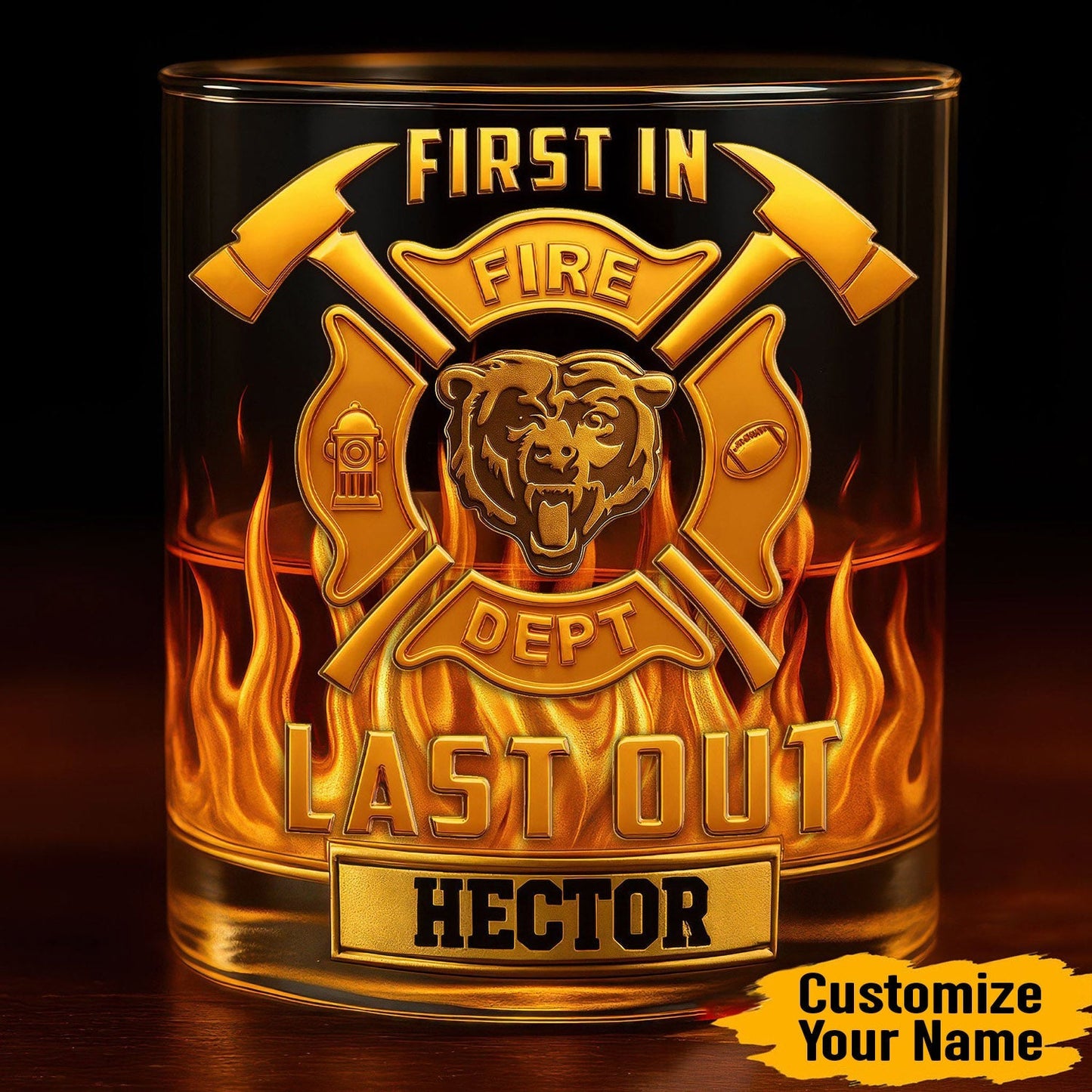 Premium NFL CHI First In Last Out Whiskey Glass V1 NMD NHM