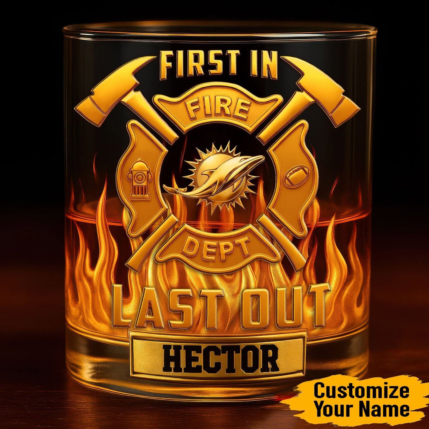 Premium NFL MIA First In Last Out Whiskey Glass V1 NMD NHM