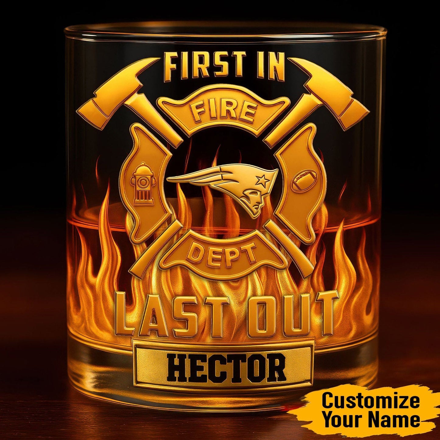 Premium NFL NE First In Last Out Whiskey Glass V1 NMD NHM