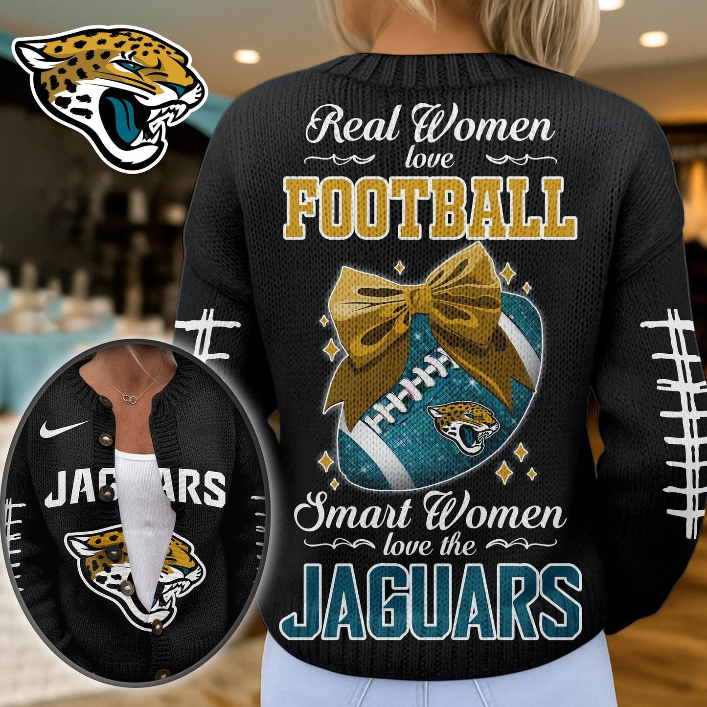 Premium NFL X JAC Smart Woman Love Football Cozy Split Knit Cardigan NDT NHM