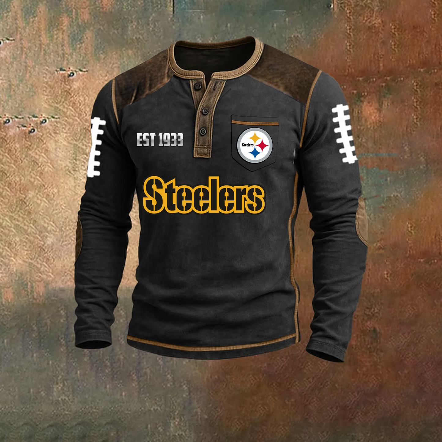 Premium NFL X PIT Classic Henley Long Sleeve Polo Shirt NDT TDT