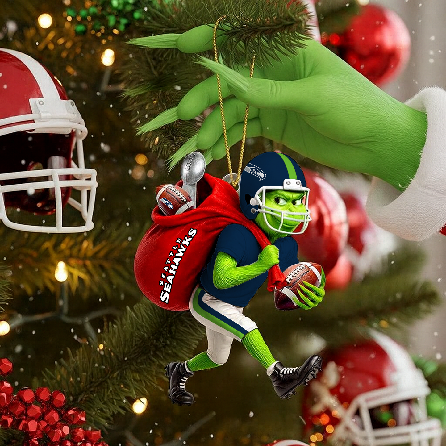 SEA x NFL Personalized Grinch Football Christmas DATND TANTD