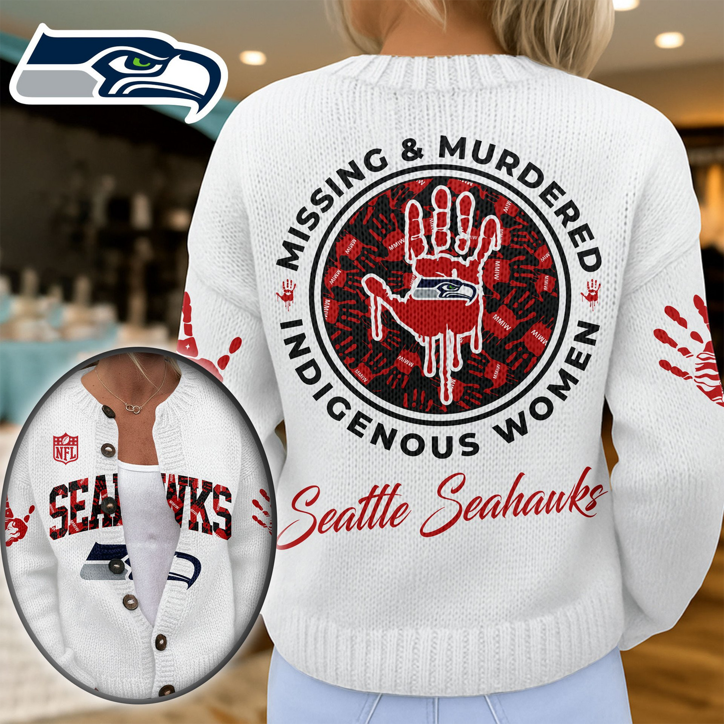 SS Premium NFL Cozy Knit Cardigan DDT NTL