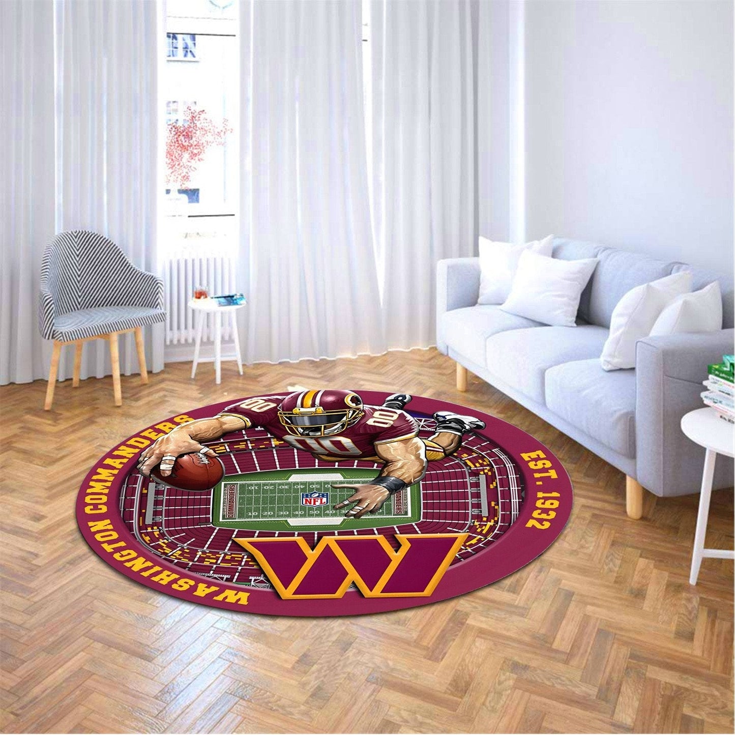WAS x NFL Luxury 3D Round Rug DatND DVT