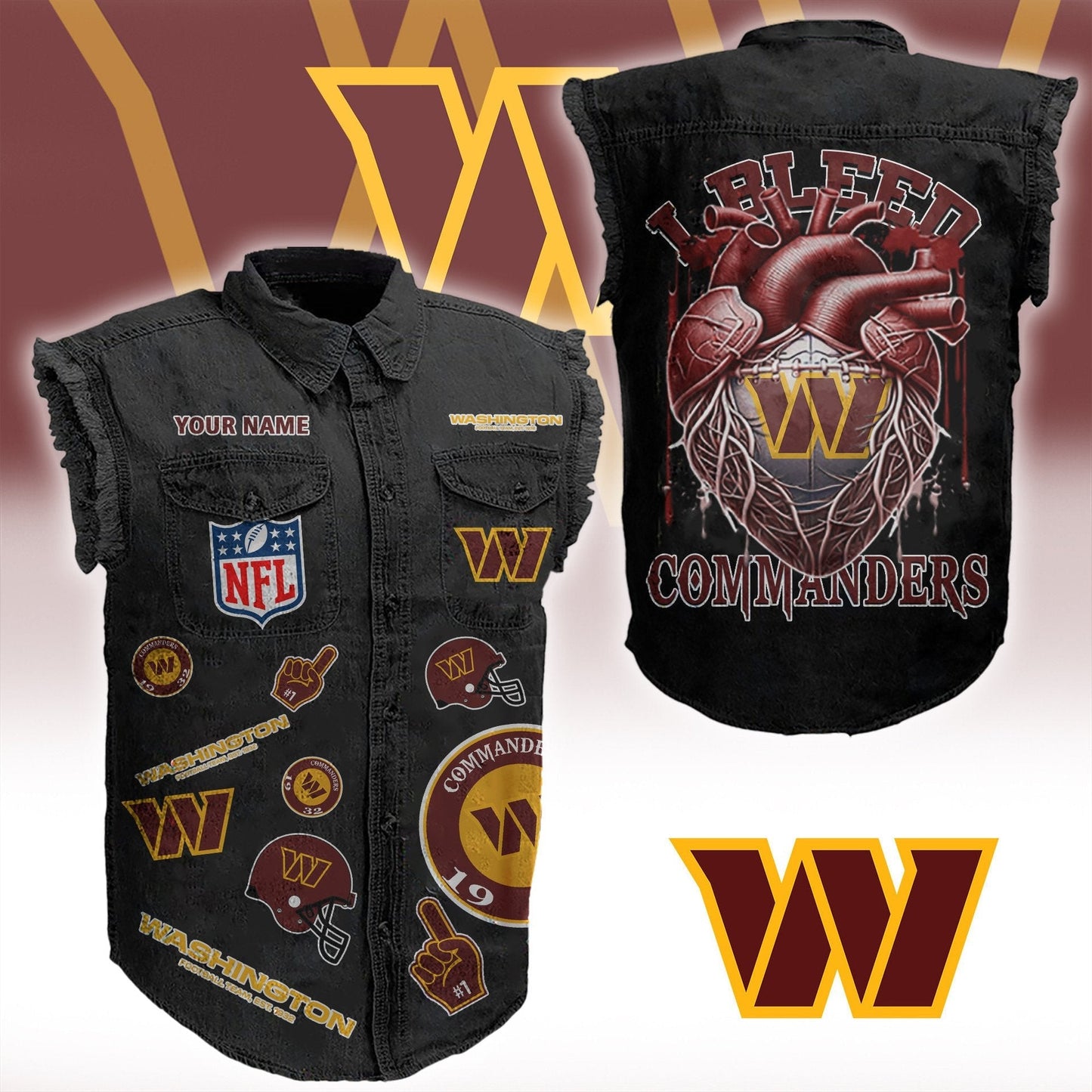 WC NFL Personalize Sleeveless Denim Jacket For Fan DDT CTND