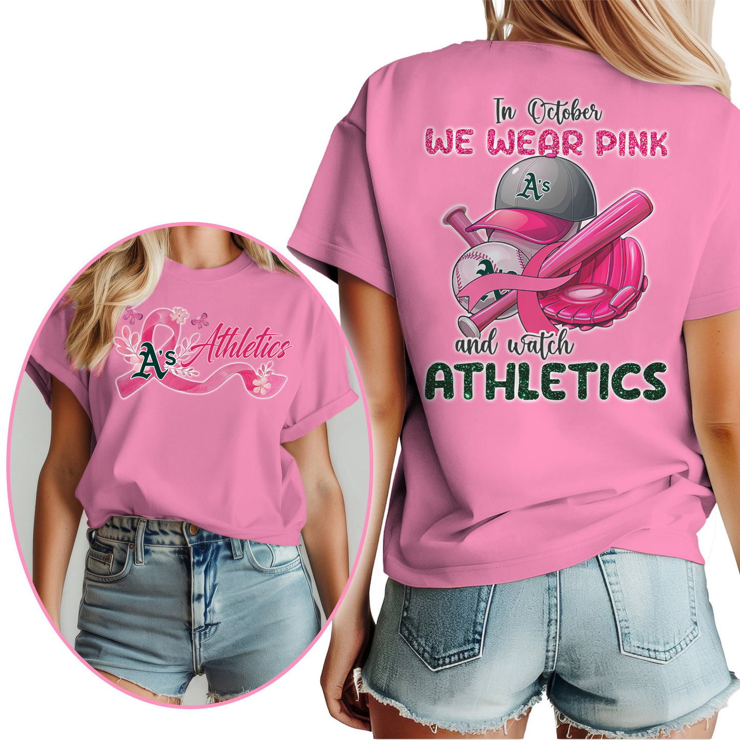 In October We Wear Pink And Watch MLB ATH Shirt DDT NTL